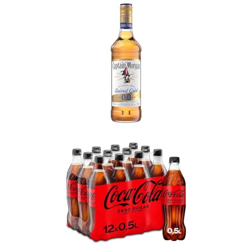 Captain Morgan Spiced Gold 0.0%, Alkoholfrei, 700 ml - Rum + Coca Cola Zero Sugar (12 x 500ml) von Captain Morgan