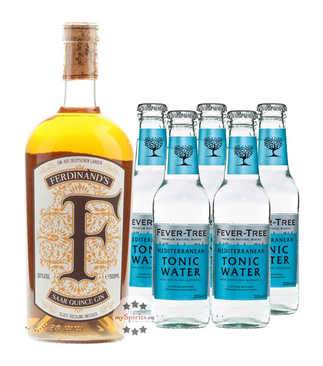 Ferndinand’s Saar Quince & 5 x Fever-Tree Mediterranean Tonic Water (30 % Vol., 1,5 Liter) von Capulet & Montague