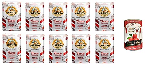 TESTPAKET Caputo Cuoco Mehl 1Kg - Karton 10 Stück + Italian Gourmet 100% italienische geschälte Tomaten dosen 1 x 400g von Caputo