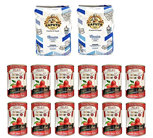 Testpaket Caputo Classica Pizzamehl Mehl ( 2 x 5Kg ) + Italian Gourmet 100% italienische geschälte Tomaten dosen ( 12 x 400g ) von Antimo Caputo