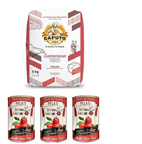 Testpaket Caputo Cuoco Farina Pizzamehl Mehl 5Kg + Italian Gourmet 100% italienische geschälte Tomaten dosen 3x 400g von Caputo