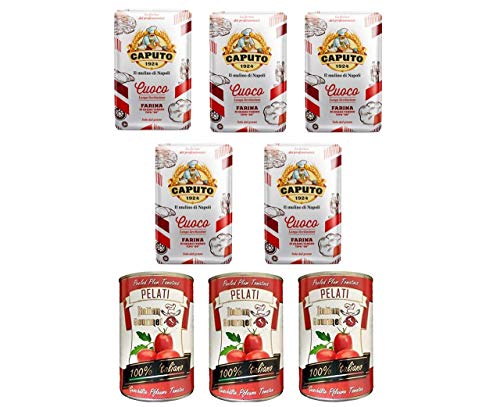 Testpaket Caputo Cuoco Farina Pizzamehl Mehl 5x 1Kg + Italian Gourmet 100% italienische geschälte Tomaten dosen 3x 400g von Caputo