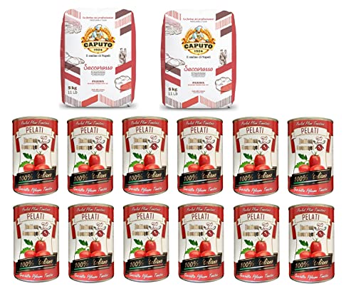 Testpaket Caputo Cuoco Pizzamehl Mehl ( 2 x 5Kg ) + Italian Gourmet 100% italienische geschälte Tomaten dosen ( 12 x 400g ) von Antimo Caputo