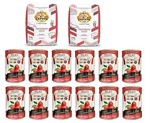 Testpaket Caputo Cuoco Pizzamehl Mehl ( 2 x 5Kg ) + Italian Gourmet 100% italienische geschälte Tomaten dosen ( 12 x 400g ) von Caputo