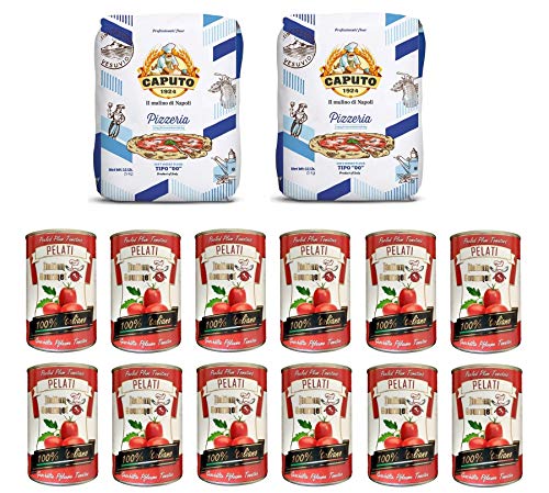 Testpaket Caputo Pizzeria Pizzamehl Mehl ( 2 x 5Kg ) + Italian Gourmet 100% italienische geschälte Tomaten dosen ( 12 x 400g ) von Antimo Caputo