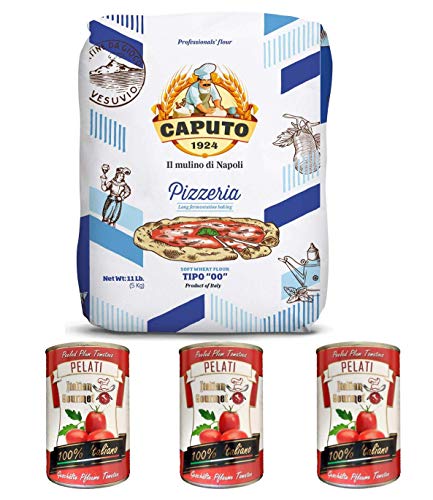 Testpaket Mehl Caputo Pizzeria Kg. 5 + Italian Gourmet Pelati 100% italienische geschälte Tomaten dosen 3 x 400g von Caputo