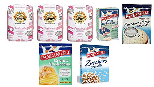 Testpaket Pasticceria Caputo Paneangeli Bäckereiprodukte Gebäckprodukte Mehl - Kuchencreme - Vanille Puderzucker - Kornzucker - Vanillehefe 7 Stücke 100% Italienische Produkte von Caputo