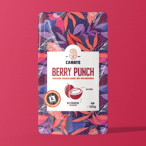 Caraté Cascara Berry Punch | Cascara Koffein Tee mit Waldfrüchten, Energy Tea, natürlich, nachhaltig; 125g für 25 Portionen von Caraté