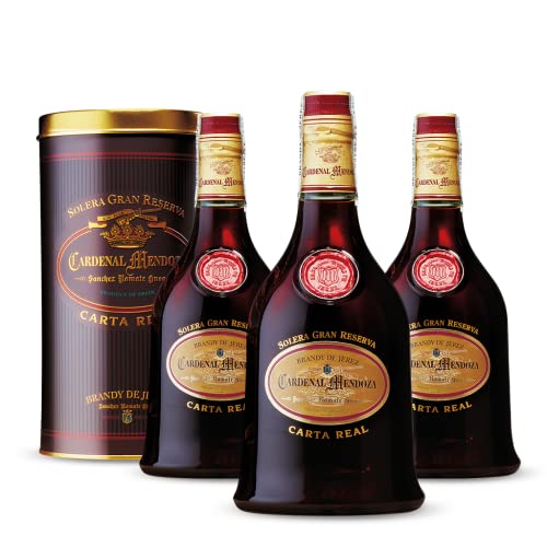 Cardenal Mendoza Carta Real Solera Gran Reserva, Brandy de Jerez (3 x 0.7l) 40% vol, 25 Jahre im Solera-System gereift - vollmundig und weich mit Noten von Vanille, Karamell, Beeren und Eiche von Cardenal Mendoza