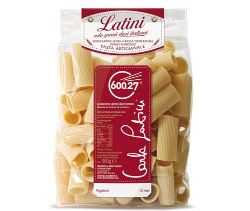 Rigatoni - Hartweizen angebaut und gemahlen in Italien mit langsamer Trocknung in Bronze - Carla Latini 2 x 500gr von Carla Latini