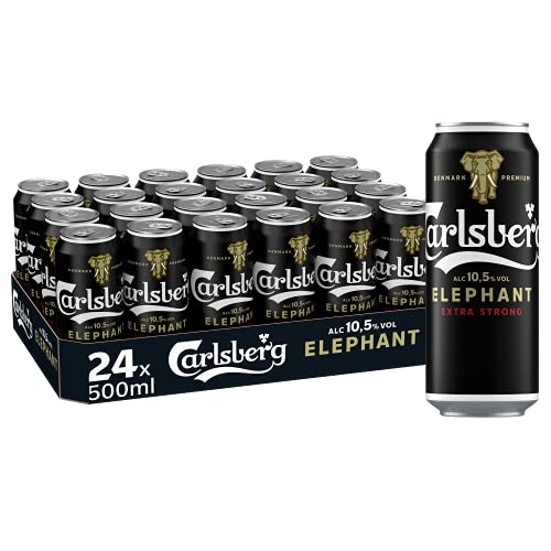 Carlsberg Elephant Extra Strong 10,5 % Vol. Dosenbier 0,5 l | 24 Starkbier Dosen in vollmundig, kräftigem Geschmack | Bier Palette Einweg (24 X 0,5 l) von CARLSBERG