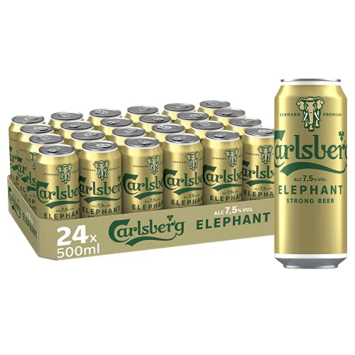 Carlsberg Elephant 7,5 % Vol. Dosenbier 0,5 l | 24 Starkbier Dosen in kraftvoll, herbem Geschmack | Bier Palette Einweg (24 X 0,5 l) von CARLSBERG