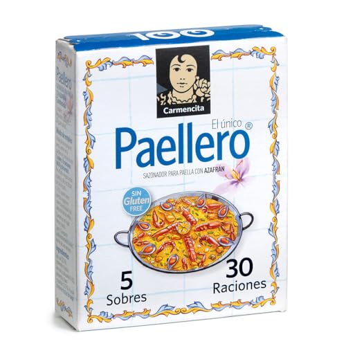 Carmencita Paella-Pfanne, Gewürzmischung für Paella mit Safran, glutenfrei, 5 Beutel à 4 g, 30 Portionen – 20 g Carmencita Paella-Pfanne, Gewürzmischung für Paella mit Safran, glutenfrei, 5 Beutel à 4 g, 30 Portionen – 20 g von Carmencita