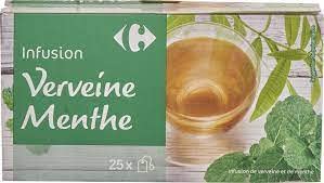 Infusion verveine menthe CARREFOUR les 75 sachets de 1,3g Tee Eisenkraut-Minze 75 Beutel zu je 1,3 gr. von Carrefour