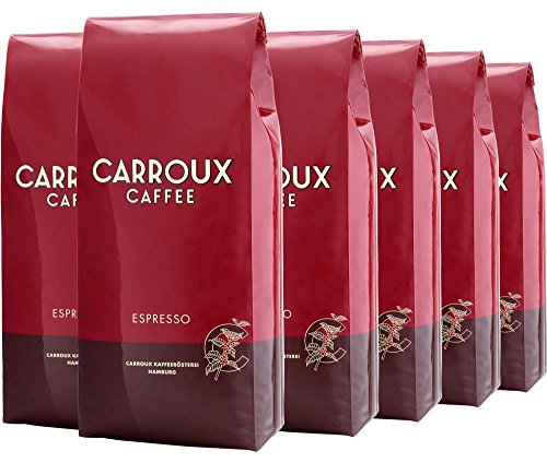 CARROUX Espresso, ganze Bohnen (6x 500 g). Für Siebträger u. Kaffee-Vollautomaten. Frisch geröstete Kaffeebohnen der Privat-Rösterei aus Hamburg von CARROUX