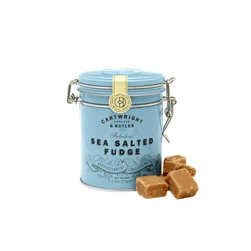 Cartwright & Butler Salted Caramel Fudge, blue tin, Weichkaramell mit Butter und Meersalz, blaue Dose, 1er Pack (1 x ) von Quai Sud