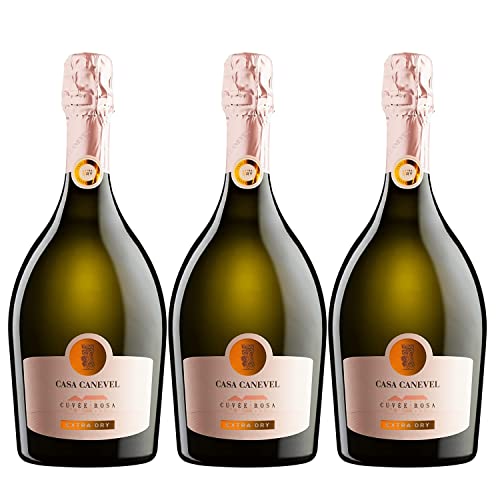 Casa Canevel Cuvée Rosa Extra Dry Rose Schaumwein trocken Italien I Versanel Paket (3 Flaschen) von CANEVEL