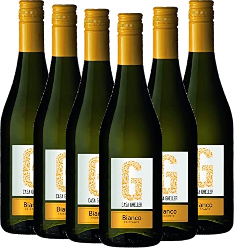 VINELLO 6er Weinpaket Perlwein - Bianco Frizzante IGT - Casa Gheller mit einem VINELLO.weinausgießer | 6 x 0,75 Liter von Casa Gheller