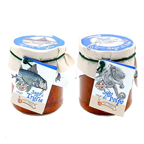 Zwei Fischsaucen Lombardi: Barsch und Tintenfisch 180 gr x 2 Zwei Fischsaucen Lombardi: Barsch und Tintenfisch 180 gr x 2 von Casa Lombardi