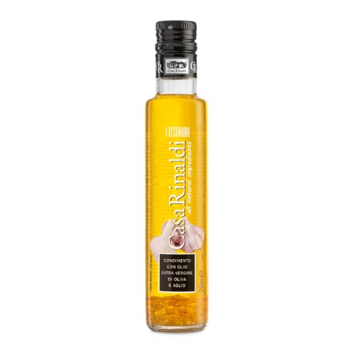 Casa Rinaldi - Lebensmittelwürze "I Testimoni" mit extra nativem Olivenöl mit Knoblauchgeschmack, kräftiger, intensiver und aromatischer Geschmack, 250-ml-Flasche von Casa Rinaldi