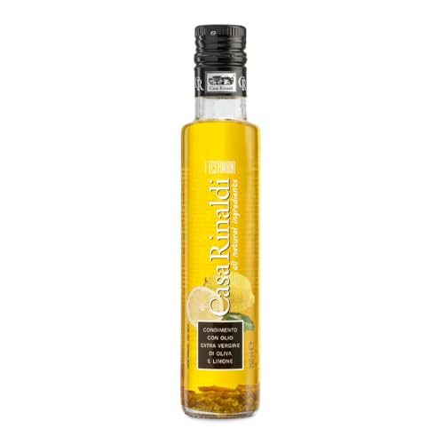 Casa Rinaldi - Lebensmittelwürze "I Testimoni" mit extra nativem Olivenöl mit Zitronengeschmack, kräftiger, intensiver und aromatischer Geschmack, 250-ml-Flasche Casa Rinaldi - Lebensmittelwürze "I Testimoni" mit extra nativem Olivenöl mit Zitronengeschmack, kräftiger, intensiver und aromatischer Geschmack, 250-ml-Flasche von Casa Rinaldi