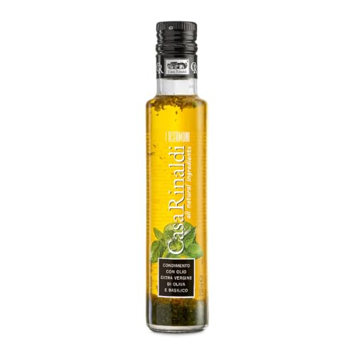 Casa Rinaldi - Lebensmittelwürze "I Testimoni" mit Extra Nativem Olivenöl und Basilikum, Frischer und aromatischer Geschmack, 250 ml Flasche von Casa Rinaldi