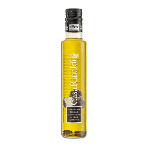 Casa Rinaldi - Lebensmittelwürze "I Testimoni" mit Extra Nativem Olivenöl und Schwarzen Trüffelspänen, 250 ml Flasche von Casa Rinaldi