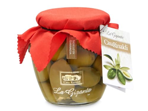Casa Rinaldi - Große grüne Oliven in Salzlake, La Bella della Daunia D.O.P., Bella di Cerignola, frischer und reifer Geschmack, 580 g Glas von Casa Rinaldi