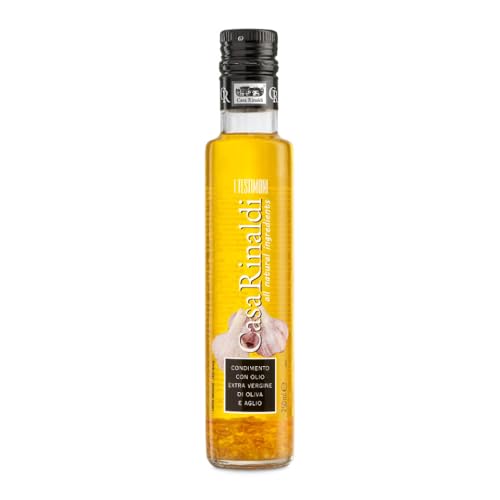 Casa Rinaldi - Lebensmittelwürze "I Testimoni" mit extra nativem Olivenöl mit Knoblauchgeschmack, kräftiger, intensiver und aromatischer Geschmack, 250-ml-Flasche von Casa Rinaldi