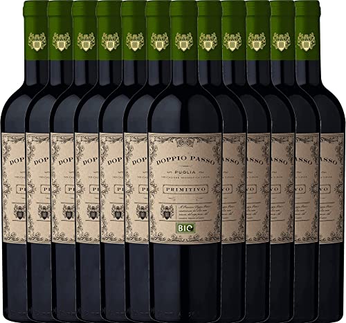 VINELLO 12er Weinpaket - Doppio Passo Bio Primitivo Puglia 2021 - CVCB mit VINELLO.weinausgießer | 12 x 0,75 Liter von Casa Vinicola Carlo Botter