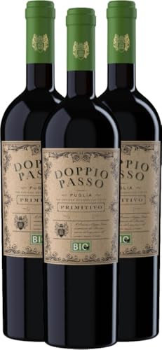 VINELLO 3er Weinpaket - Doppio Passo Bio Primitivo Puglia 2021 - CVCB mit VINELLO.weinausgießer | 3 x 0,75 Liter von Casa Vinicola Carlo Botter