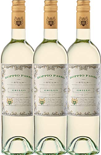 VINELLO 3er Weinpaket Weißwein - Doppio Passo Grillo Sicilia DOC 2021 - CVCB mit VINELLO.weinausgießer | 3 x 0,75 Liter von Casa Vinicola Carlo Botter