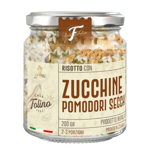 CasaFolino Risotto Bereit Zucchini und getrocknete Tomaten 200g Fertiggerichte Carnaroli Reis Glutenfrei Laktosefreis von CasaFolino