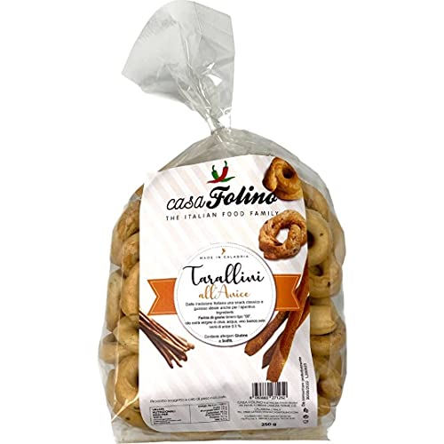 Tarallini Caserecci la Anis 250 g CasaFolino Ideal für einen Snack zum Ausgehen Made in Italy von CasaFolino