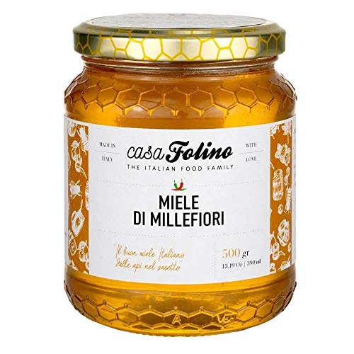 Millefiori natürlicher Honig Calabrese 250 g - Casafolino - leckerer Bienenhonig auf Basis von Millefiori mit Duft und Geschmack von Blumen und Früchten. Ideal zum Süßen und Backen. von CasaFolino