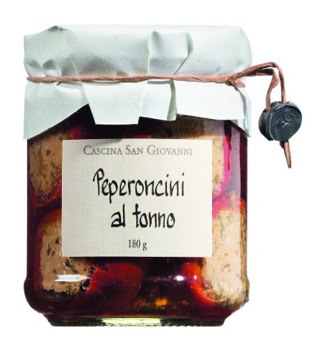 Cascina San Giovanni Peperoncini farciti al tonno, Kirschpaprika mit Thunfischfüllung Cascina San Giovanni Peperoncini farciti al tonno, Kirschpaprika mit Thunfischfüllung von Cascina San Giovanni