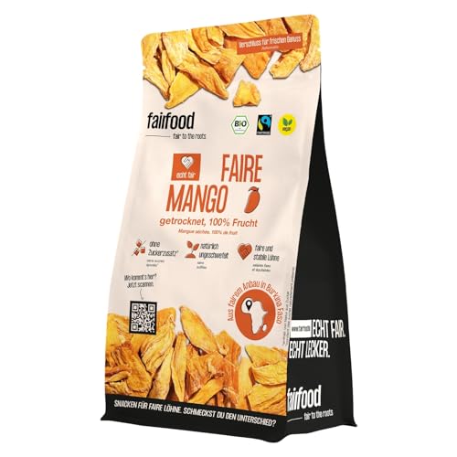 Bio Fairtrade Mangos | getrocknet in Streifen aus Kooperative in Burkina Faso, ungesüßt, ungeschwefelt (400 g) von Cashew for You