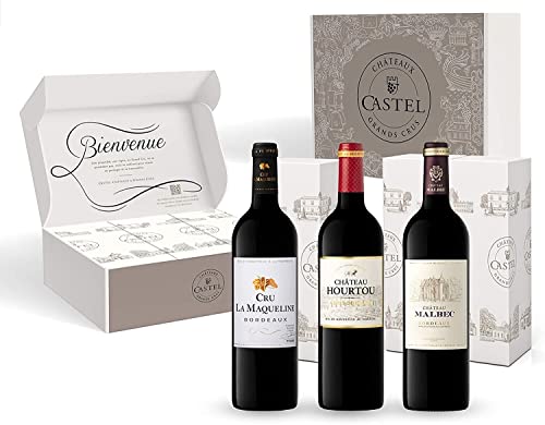 Geschenkset - Rotwein Trocken - Prix Plaisir Bordeaux-Wein - Cru la Maqueline - Château Hourtou - Château Malbec (3 x 0,75 l) von Castel Chateaux Grands Crus