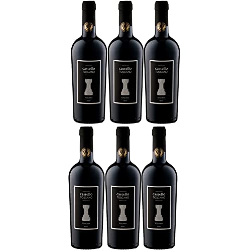 Castello Toscano Rosso Toscano IGT Rotwein Wein Halbtrocken Italien I Visando Paket (6 x 0,75l) von Castello Toscano