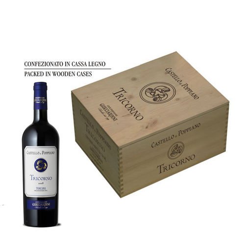 Tricorno Vino Rosso I.G.T. Toscana Castello di Poppiano - Italienischer Rotwein (6 flaschen 75 cl. Im Holzkoffer) von Castello di Poppiano