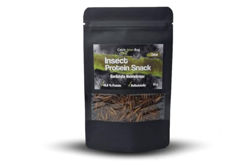 Mehlwürmer verzehrfertig 15g von Catch-Your-Bug, essbare Insekten als Snack für Menschen in der Geschmacksrichtung Zatar, 46% Protein, als Snack oder zur Garnierung von Salaten und Reisgerichten von Catch-Your-Bug