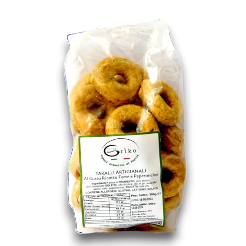 Taralli Pugliesi Artigianali, Fatti a Mano, al gusto Ricotta Forte e Peperoncino, Prodotti Tipici Pugliesi von Causio