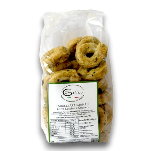 Taralli Pugliesi Artigianali, Fatti a Mano, al gusto Olive Leccine e Capperi, Prodotti Tipici Pugliesi von Causio