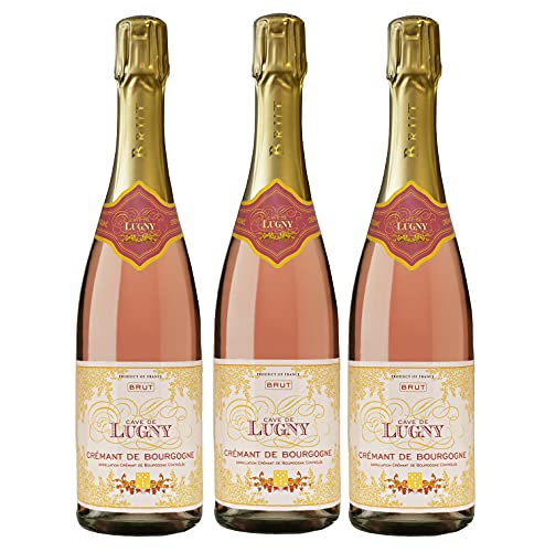 Cave de Lugny Crémant de Bourgogne Brut Rosé Schaumwein Frankreich (3 Flaschen) von Cave de Lugny