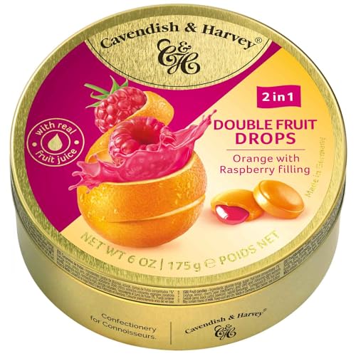 Cavendish & Harvey Double Fruit Drops Orange With Raspberry Filling Orange mit Himbeerfüllung 175g von Cavendish and Harvey