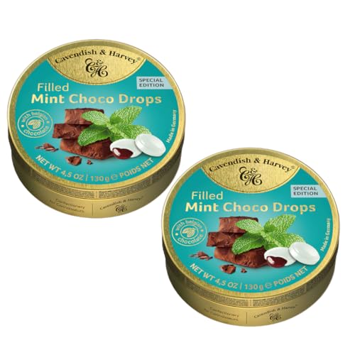 Cavendish & Harvey Filled Mint Choco Drops Pfefferminzbonbons Mit Schokoladenfüllung Vorteilspackung 2 x 130g von Jlwiy