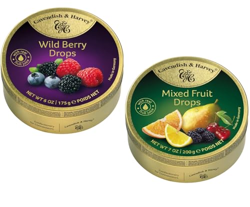 Cavendish & Harvey Mixed Fruit Drops 200g Und Wild Berry Drops Fruchtbonbons 175g Vorteilspackung von Jlwiy