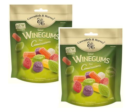 Cavendish & Harvey Sour Winegums For Connoisseurs Fruchtgummi Mit Fruchtgeschmack Sauer Vorteilspackung 2 x 180g von Cavendish and Harvey