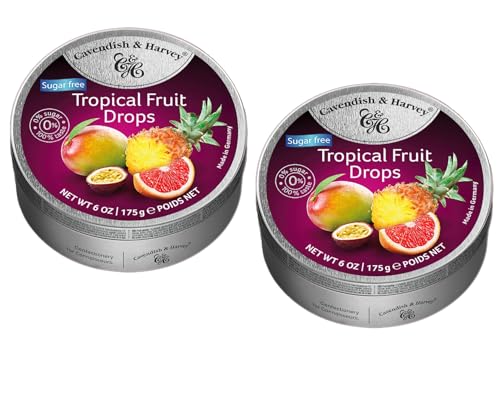 Cavendish & Harvey Tropical Fruit Drops Sugar Free Bonbons Mit Fruchtgeschmack Vorteilspackung 2 x 175g von Cavendish and Harvey