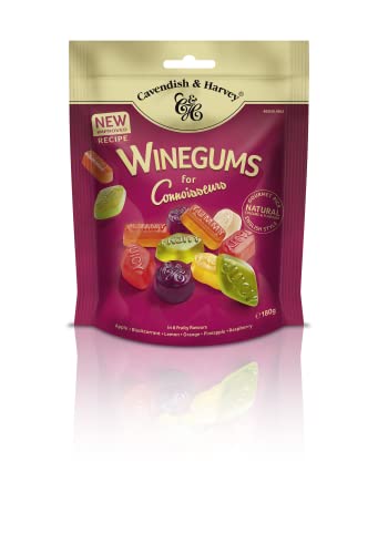 Cavendish & Harvey Winegums 14 x 180g English Style Vorratspack | Zitrone, Orange, Apfel, Himbeere, Schwarze Johannisbeere, Ananas | Fruchtige Weingummi | Glutenfrei | 14 x 180g von Cavendish & Harvey